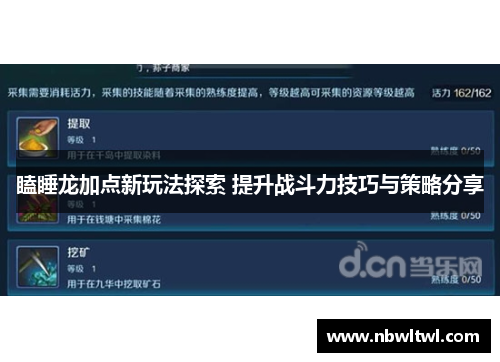 瞌睡龙加点新玩法探索 提升战斗力技巧与策略分享